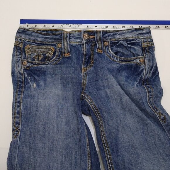 VF Jeanswear Women's 3x34 Low Rise Flared Legs With Silver & Gold Mini-Studs EUC - Picture 11 of 12